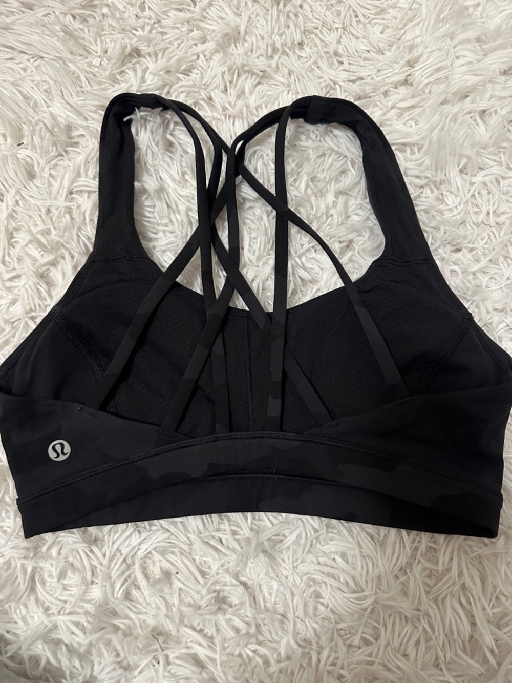 lululemon athletica Black camo Strappy Back Sports Bra Size 4 Worn once